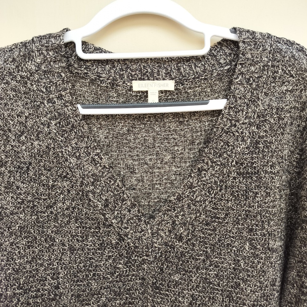 Eileen Fisher Gray V-Neck Sweater - Picture 2 of 7
